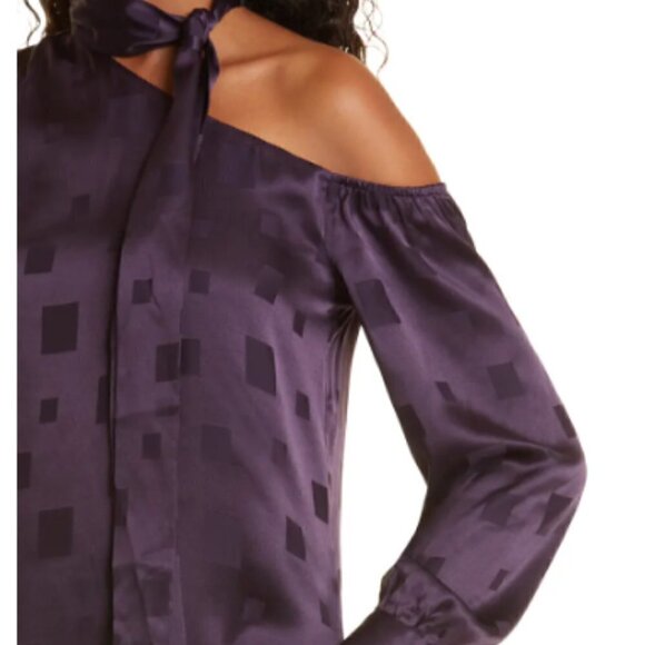 NEW Milly Tyla One Shoulder Diamond Jacquard Silk Blend Blouse - Picture 6 of 11